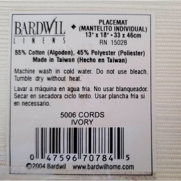 NWT Set of 4 Bardwil Linens Ivory Placemats and Napkins Table Linens - Picture 3 of 7